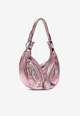 Small Metallic Leather Hobo Bag