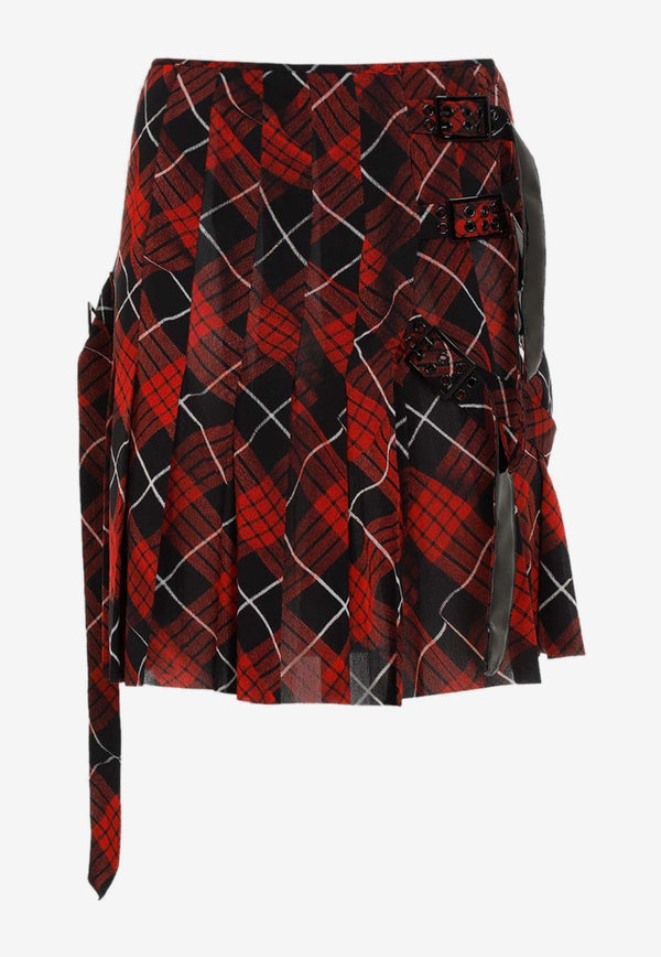 Distorted Tartan Pleated Mini Skirt