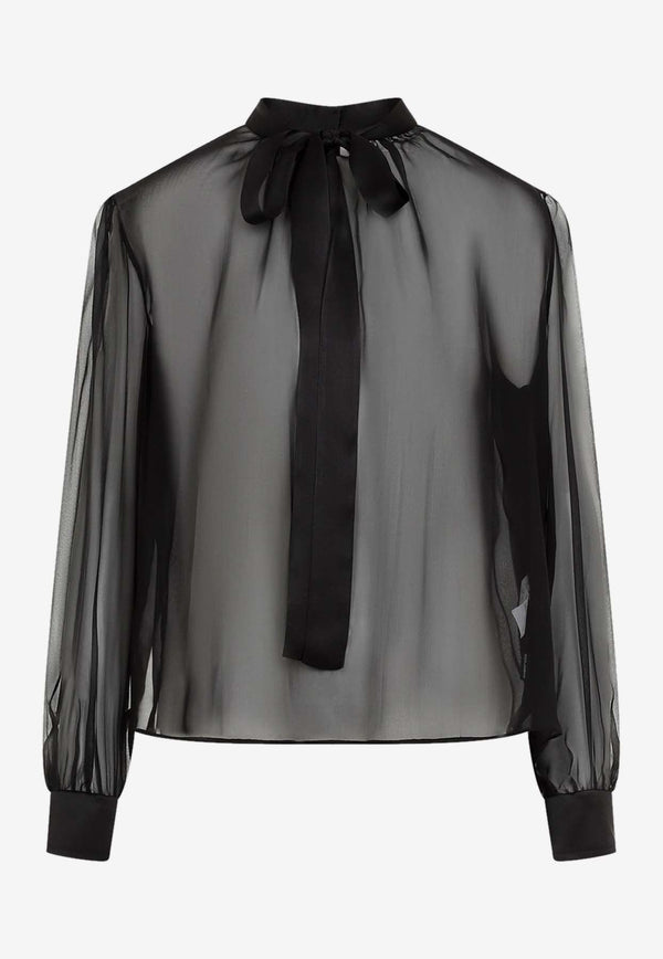 Silk Chiffon Long-Sleeved Blouse