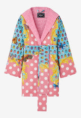 Butterflies Print Short Bathrobe