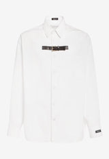 Long-Sleeved Shirt with Leather Strap Detail