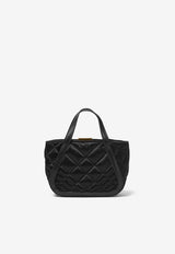 Mini Greca Goddess Top Handle Bag in Quilted Satin