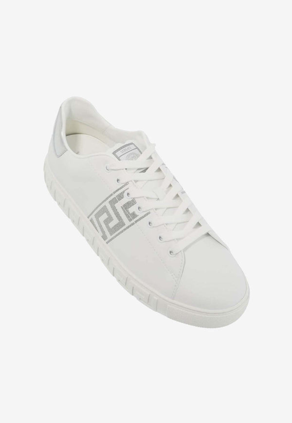 Greca Embroidered Low-Top Sneakers