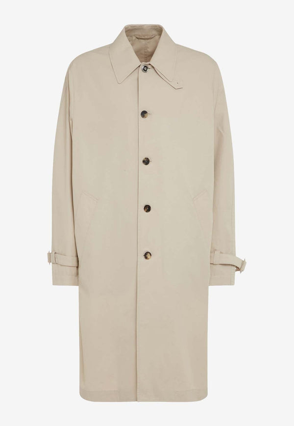 Barocco Sea Print Single-Breasted Trench Coat