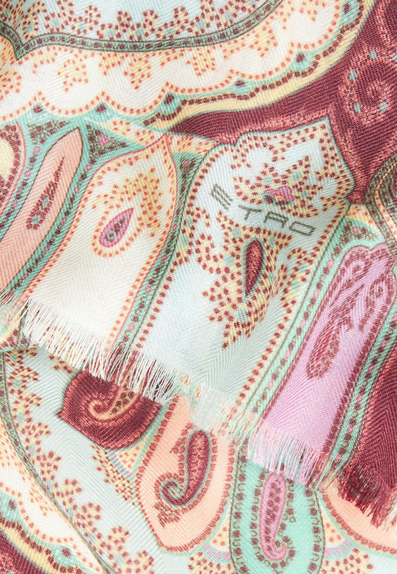 Paisley Print Scarf in Silk and Cashmere