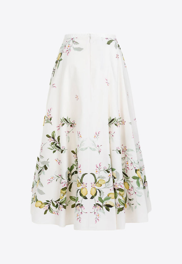 Floral-Printed Midi Skirt