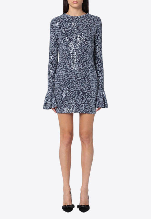 All-Over Print Sequined Mini Dress