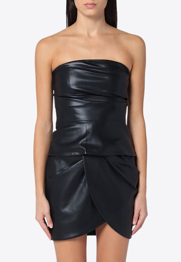 Faux Leather Strapless Top