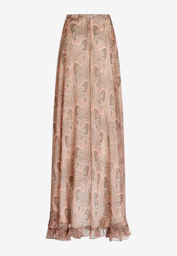 Floral Print Asymmetric Maxi Skirt