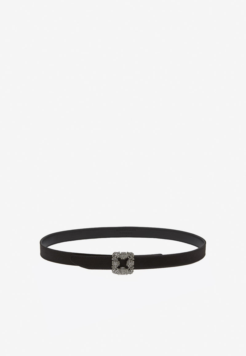 Hangisi Crystal Buckle Satin Belt