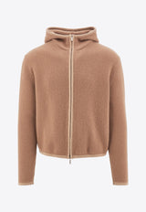 Knitted Zip-Up Cashmere Hooded Sweatshirt