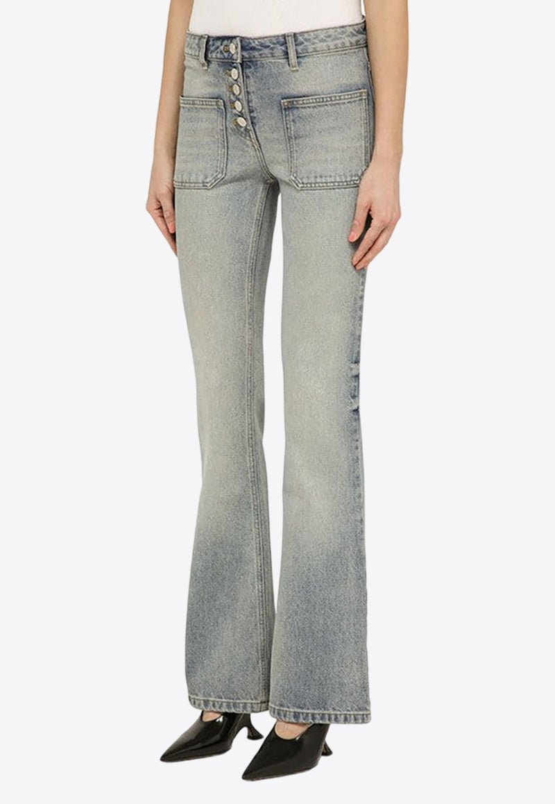 Washed-Effect Flared Jeans