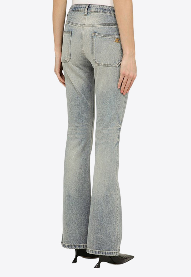 Washed-Effect Flared Jeans