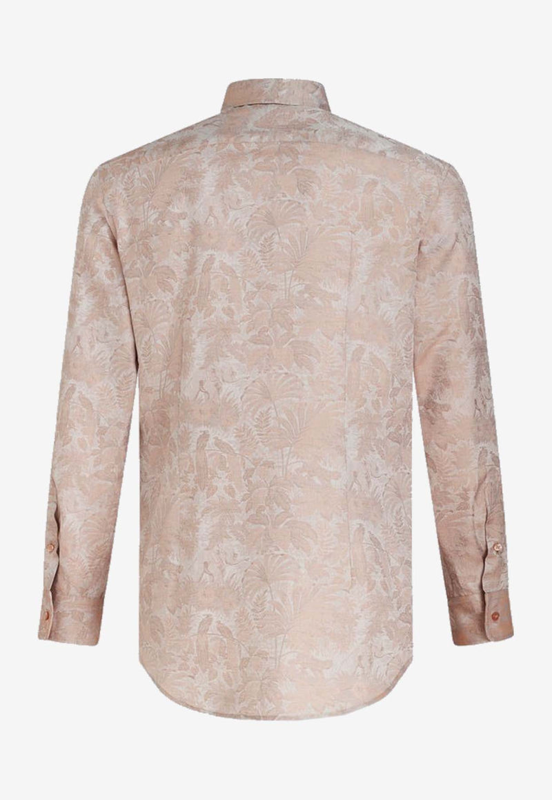 Floral Jacquard Long-Sleeved Shirt