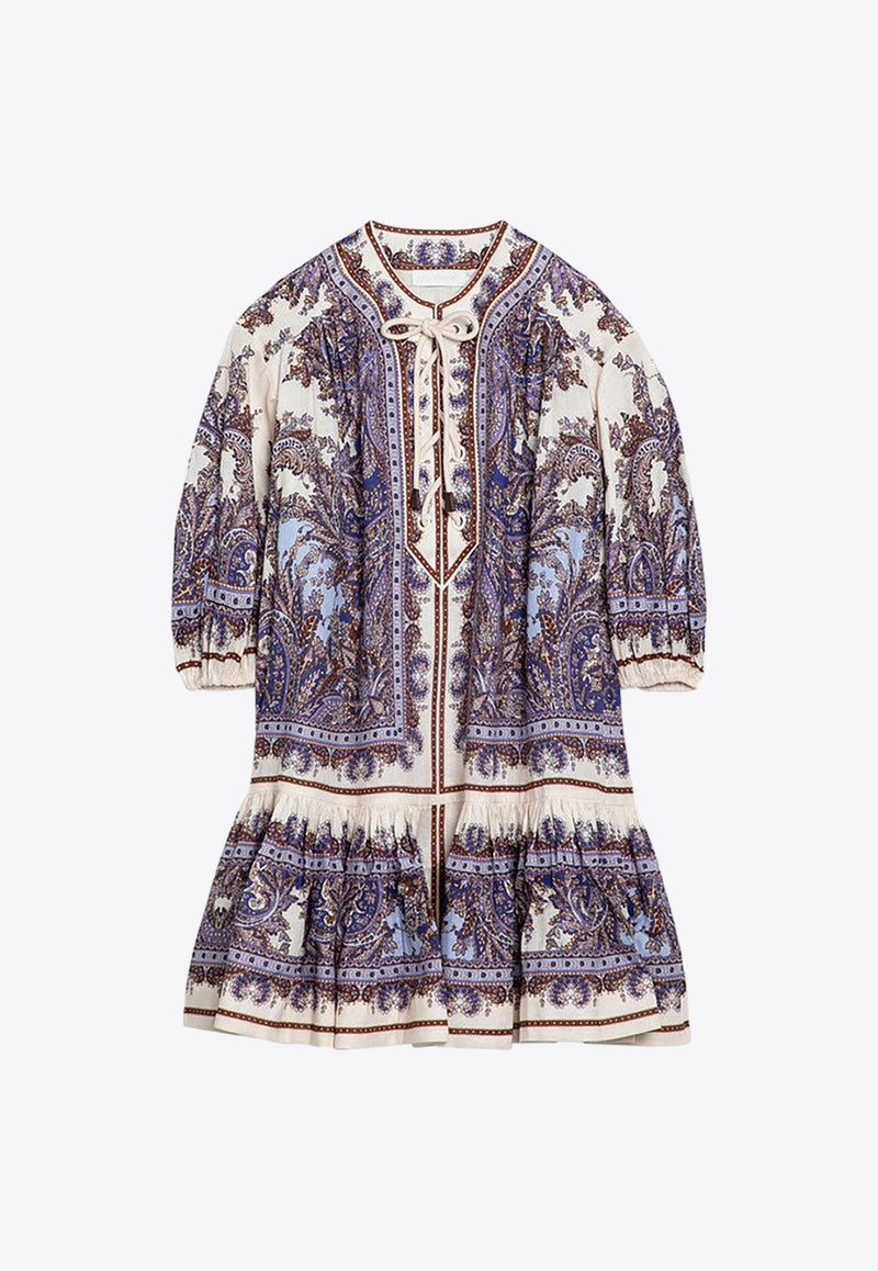 Ottie Eyelet Paisley Print Mini Dress