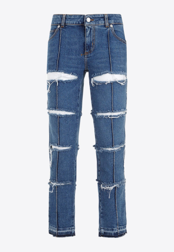 Low-Rise Distressed Jeans