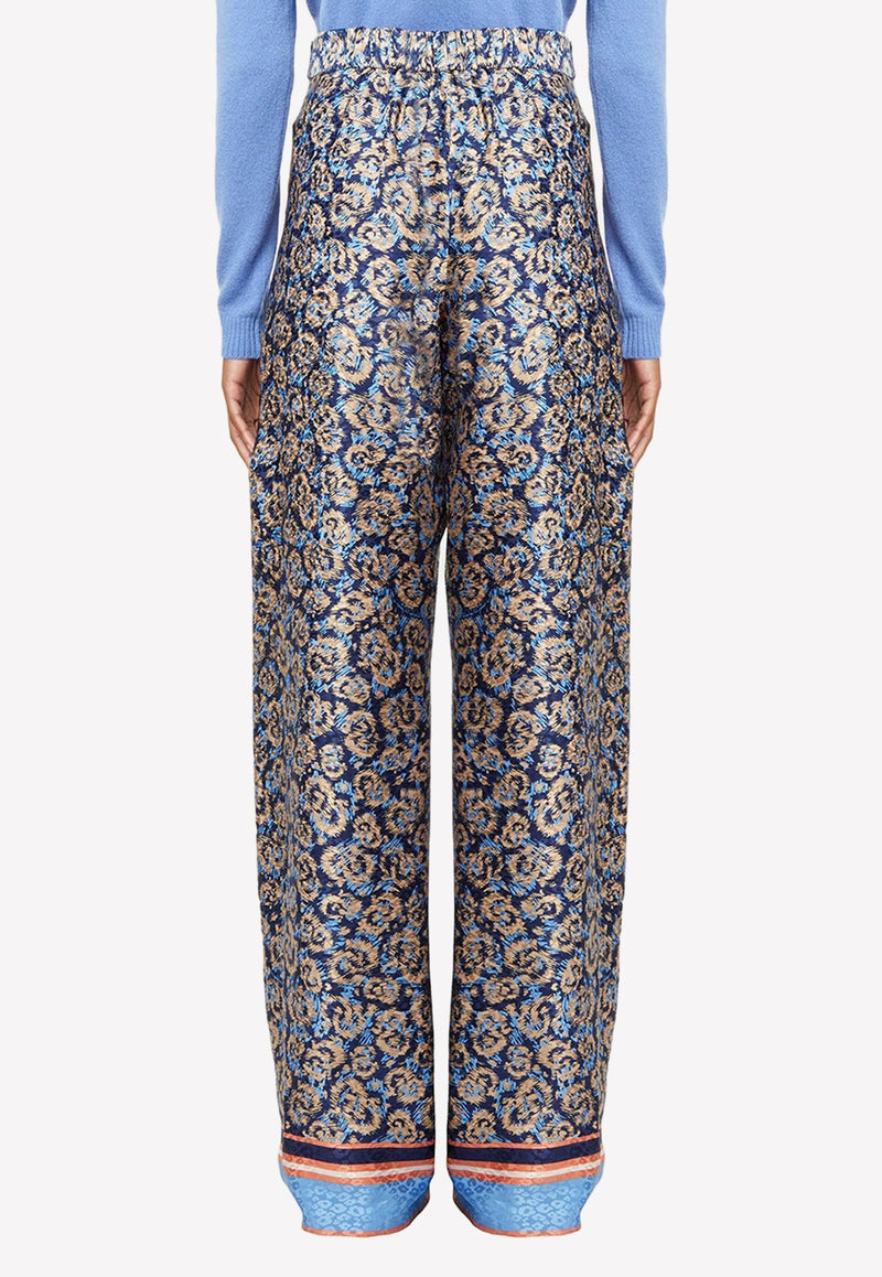 High-Waist Jacquard Silk Pants