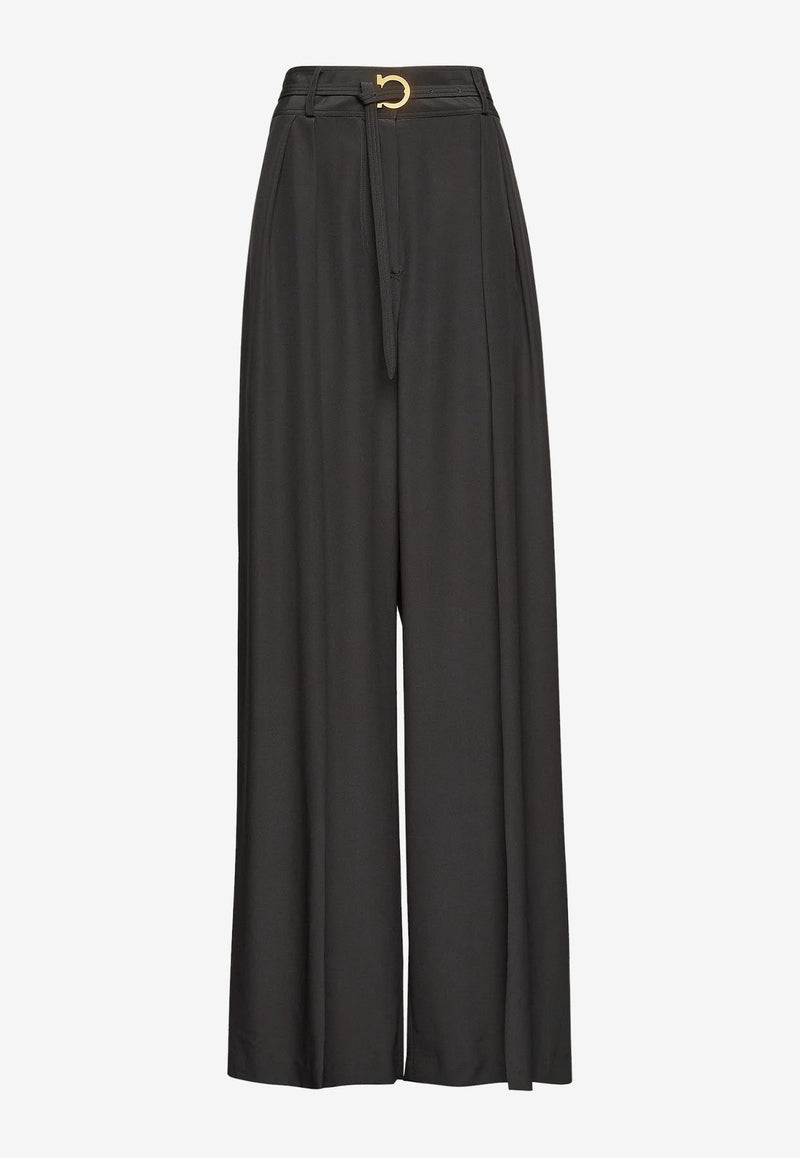 Wide-Leg Silk Pants