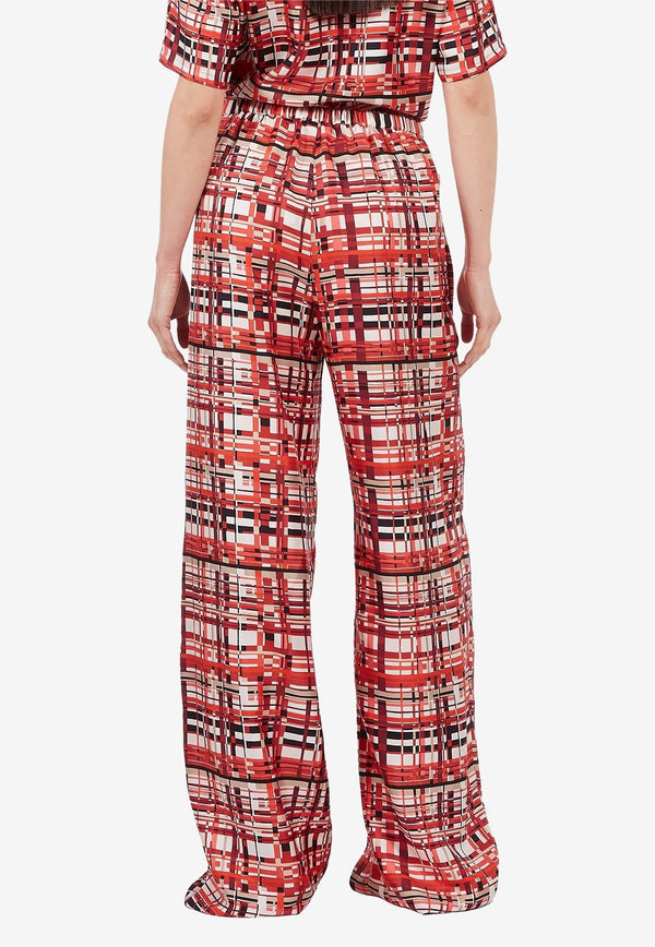 Wide-Leg Checked Pants