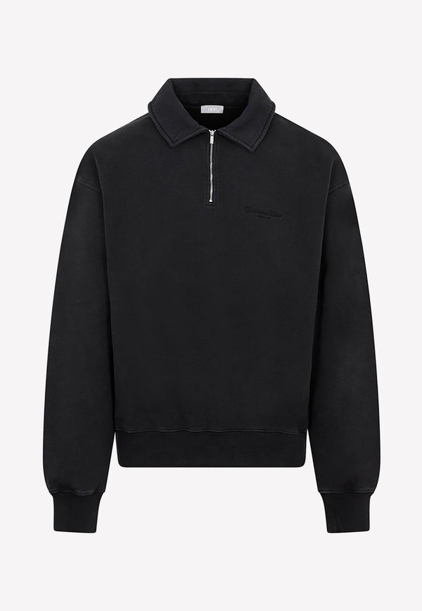 Logo Embroidered Half-Zip Sweatshirt