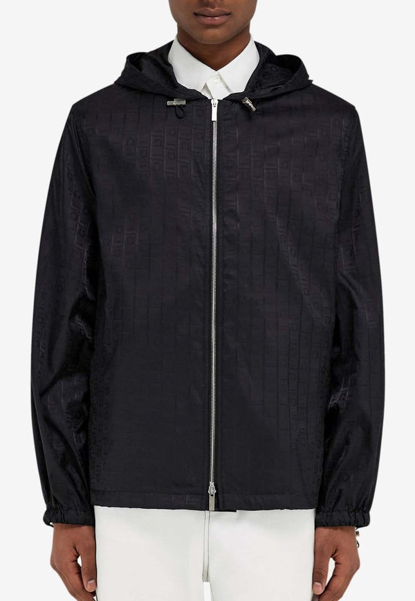 Gancini Jacquard Zip-Up Rain Jacket