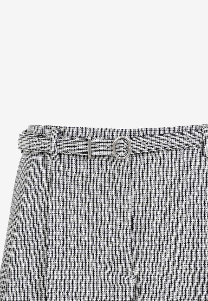 Checked Pleated Wool Pants