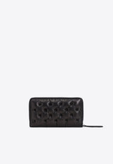 Logo Quilted Leather Zip Wallet
