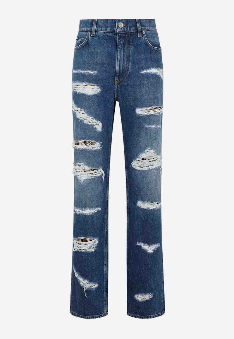 Logo-Plate Straight-Leg Jeans