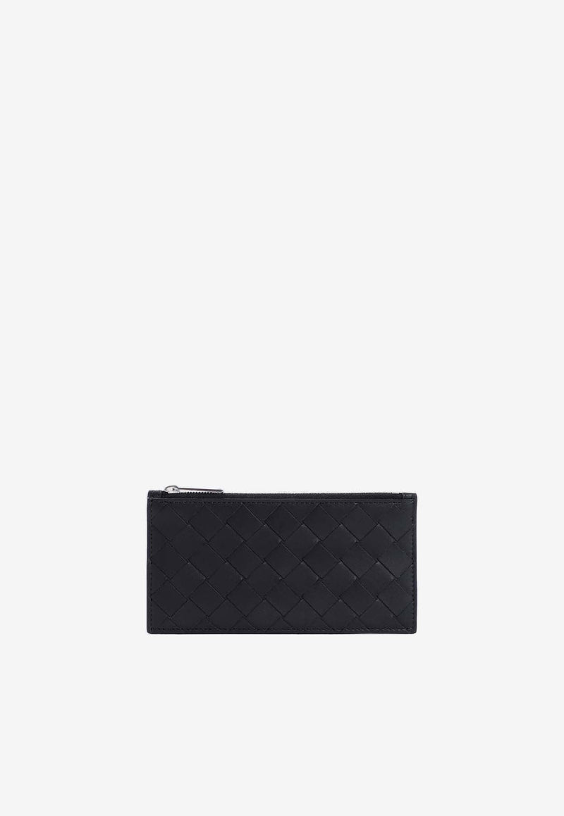 Intrecciato Long Zip Leather Cardholder