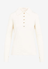 Long-Sleeved Polo Knit Top