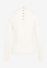 Long-Sleeved Polo Knit Top