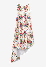 Floral Print Asymmetric Midi Dress