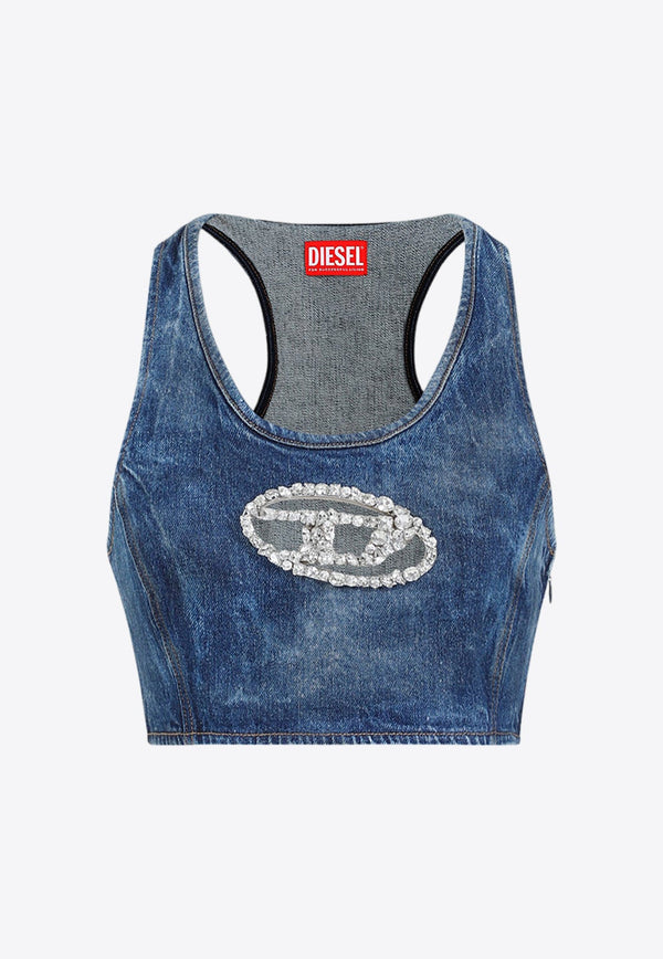 Crystal-Embellished D-logo Cropped Top