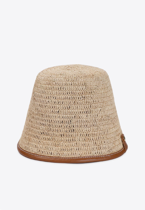 Logo-Patch Raffia Bucket Hat