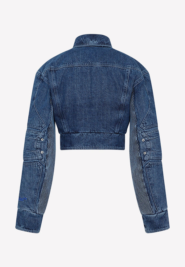 Motorcycle Hole Cropped Denim Jacket