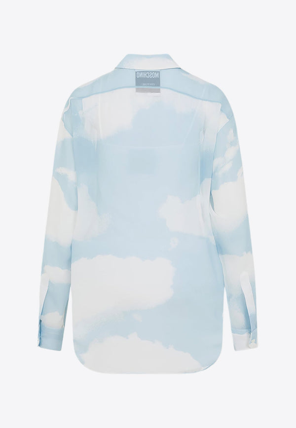 Clouds Print Silk Shirt