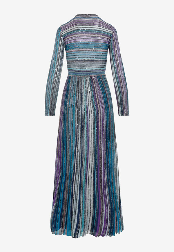 Lamé Pleated Knit Maxi Dress