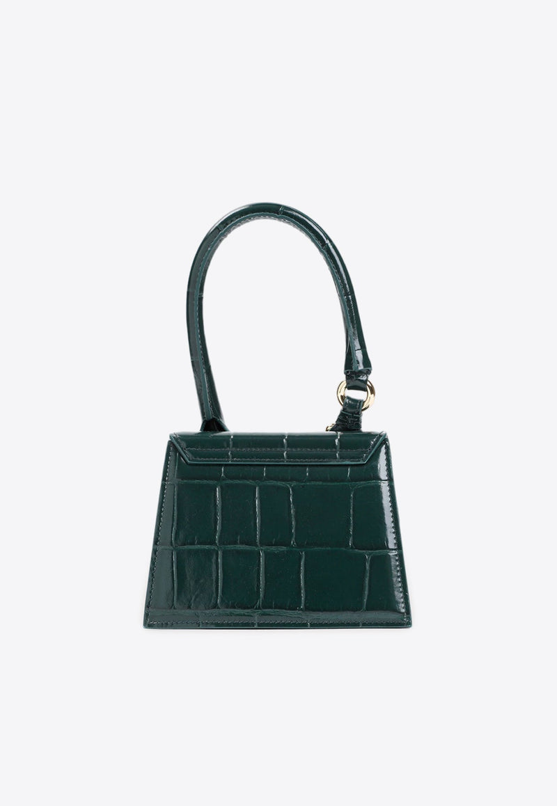 Le Chiquito Moyen Top Handle Bag in Croc Embossed Leather