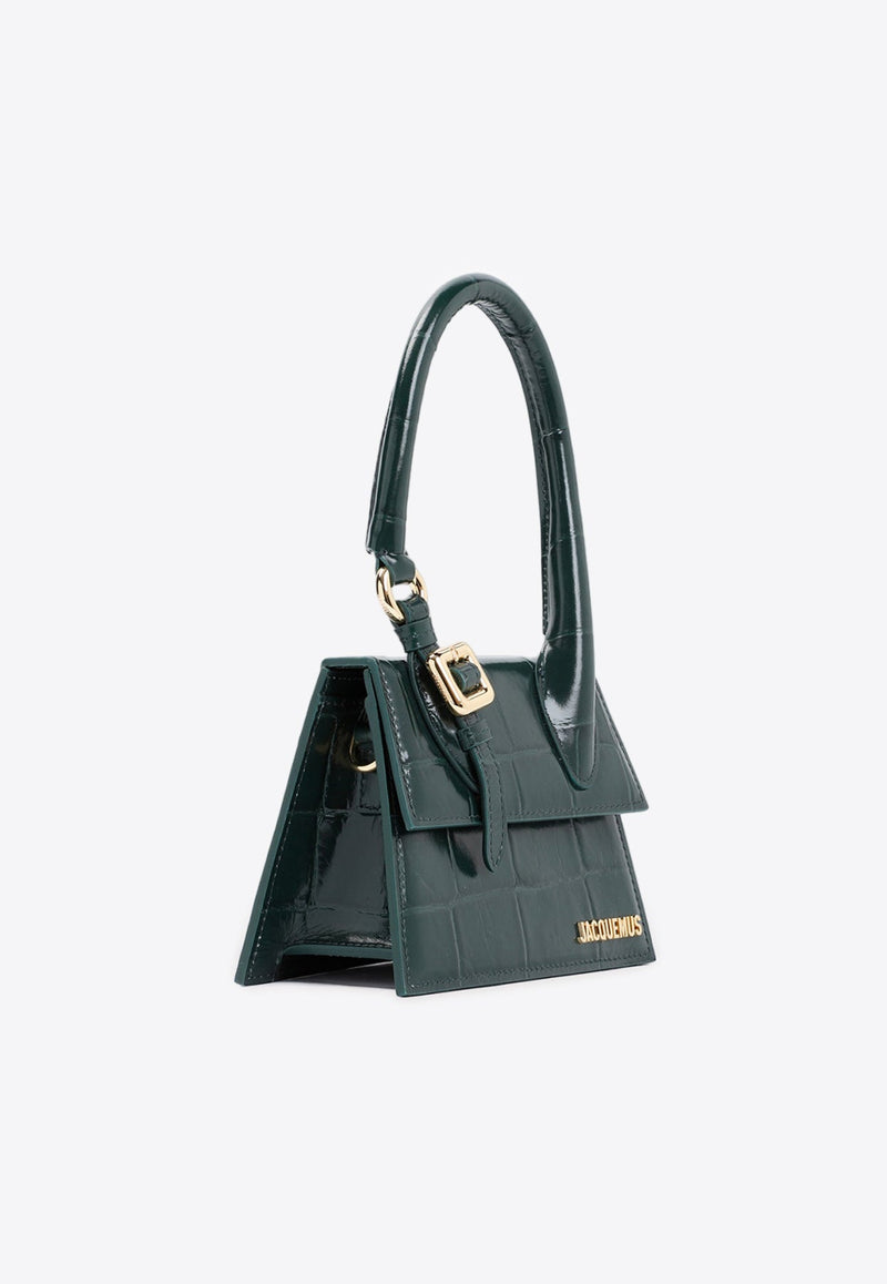 Le Chiquito Moyen Top Handle Bag in Croc Embossed Leather
