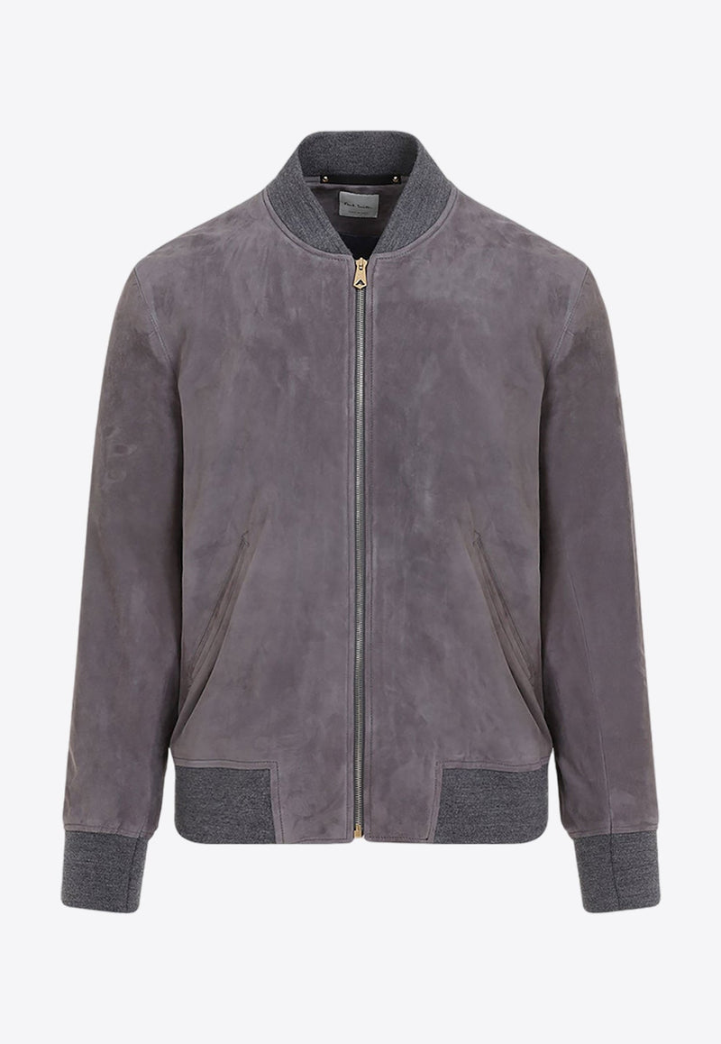 Suede Zip-Up Bomber Jacket