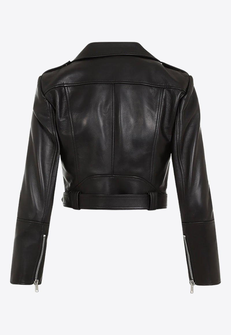 Biker Leather Cropped Jacket