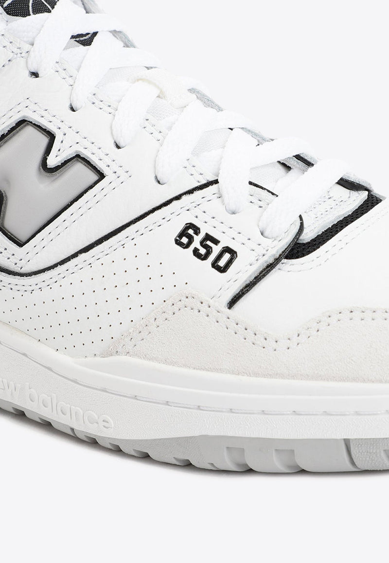 650 High-Top Sneakers in White with Black and Angora