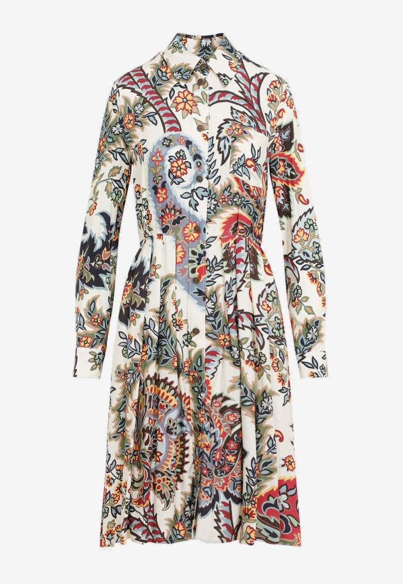 Paisley Print Midi Shirt Dress