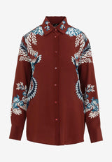 Floral Foliage Print Silk Shirt