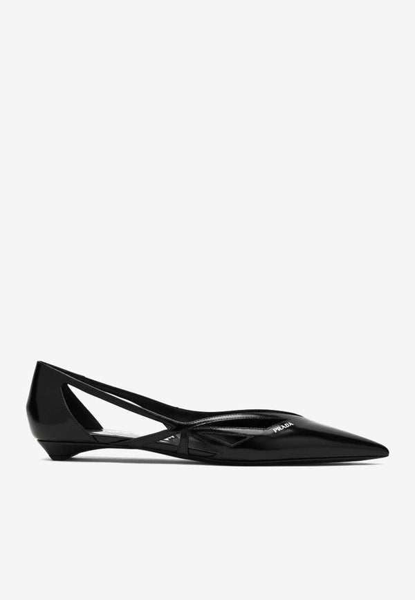 Cut-Out Leather Pointed-Toe Flats