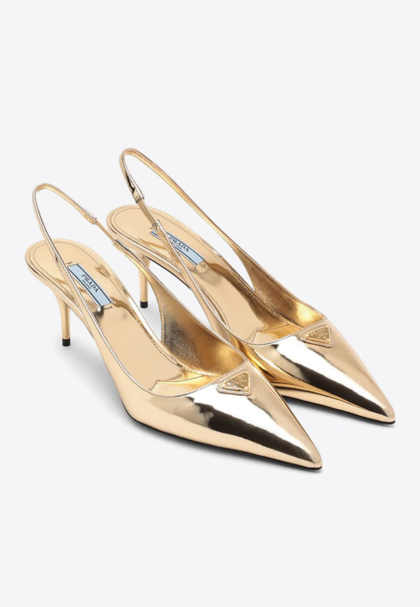 65 Slingback Pumps in Metallic Leather
