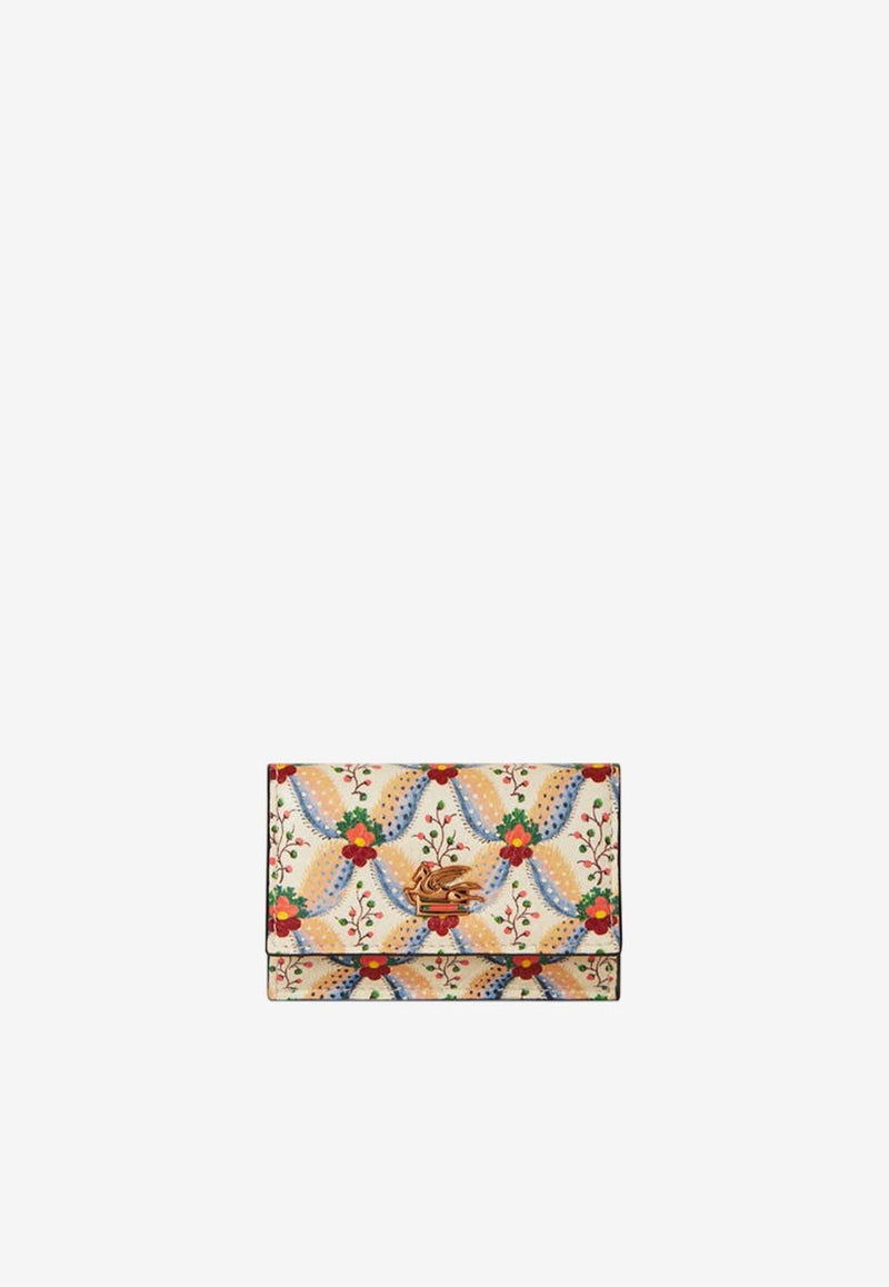 Floral Print Leather Wallet