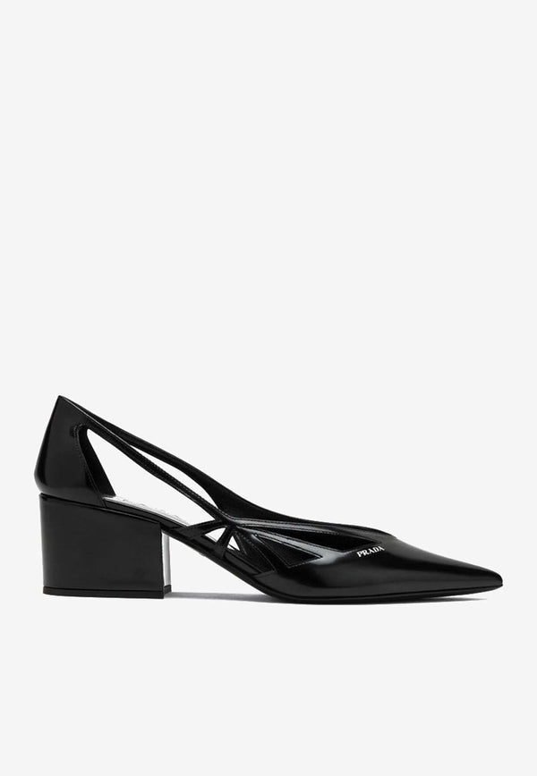 55 Cut-Out Pointed Leather Pumps