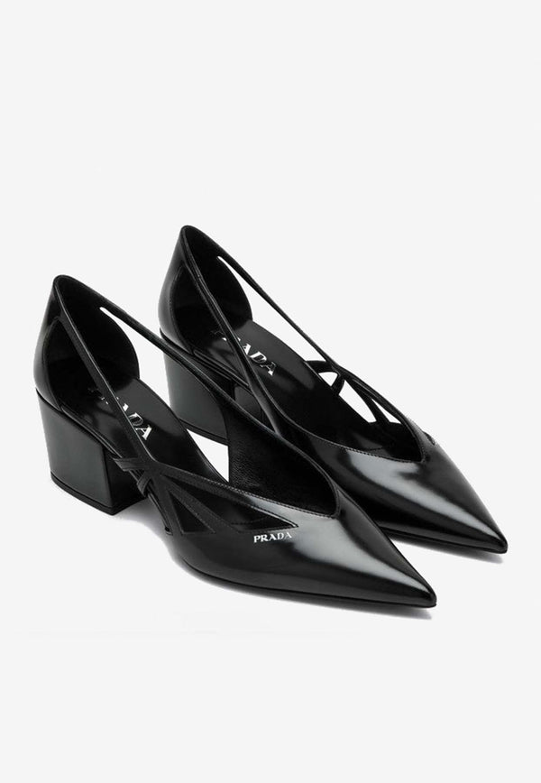 55 Cut-Out Pointed Leather Pumps