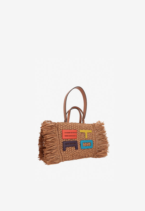 Logo Raffia Tote Bag